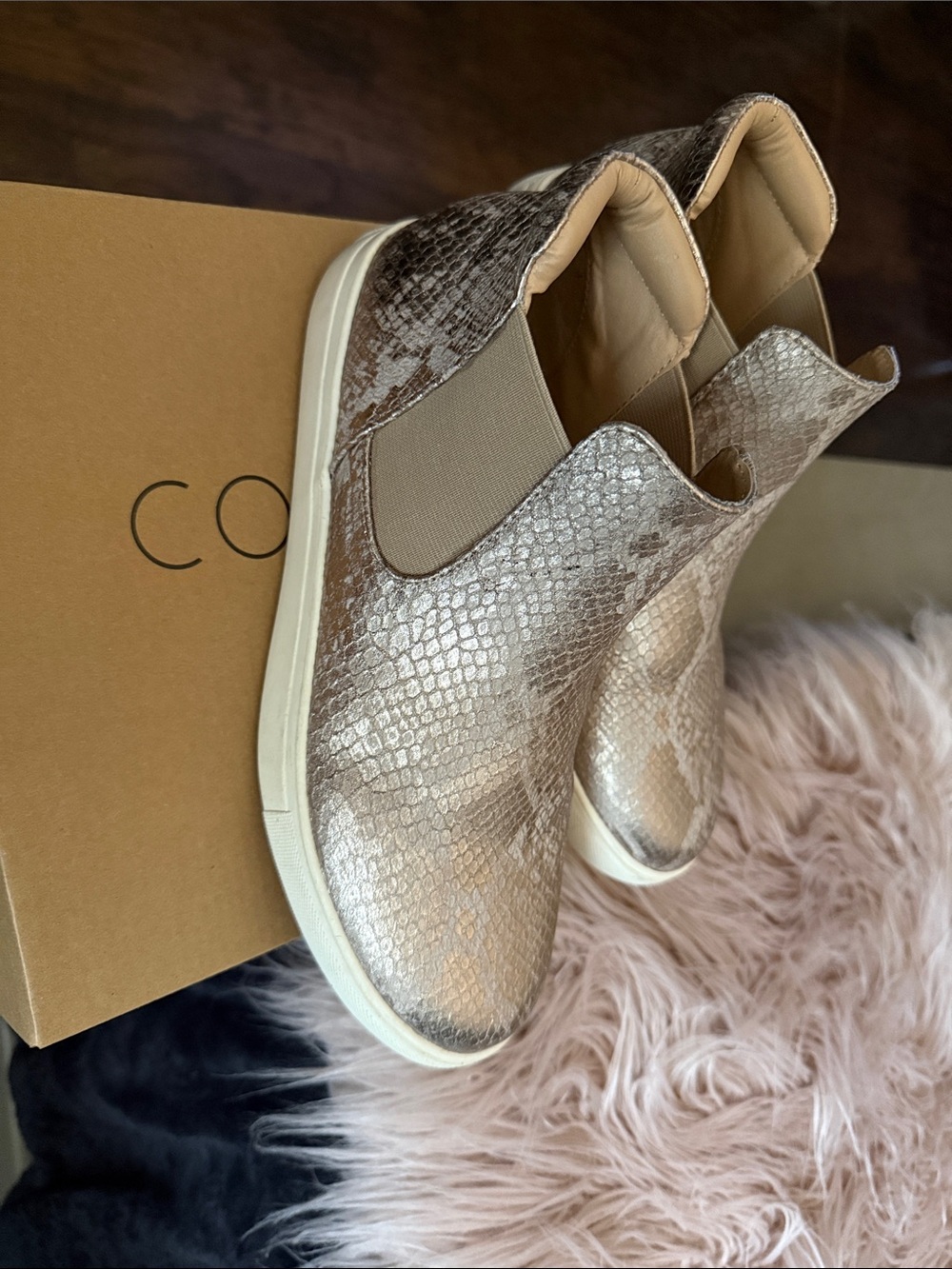 COCONUTS by Matisse Women’s Metallic Snake-Print Slip-On Sneakers